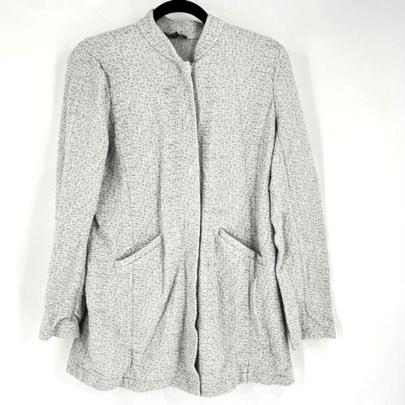 Eileen Fisher Sweaters - Eileen Fisher Womens Button Down Textured Cardigan Sweater Light Grey Size XS